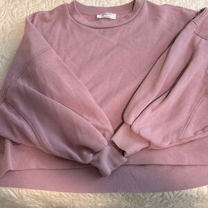 Zenana Outfitters Mauve Cropped Crew Neck Sweatshirt